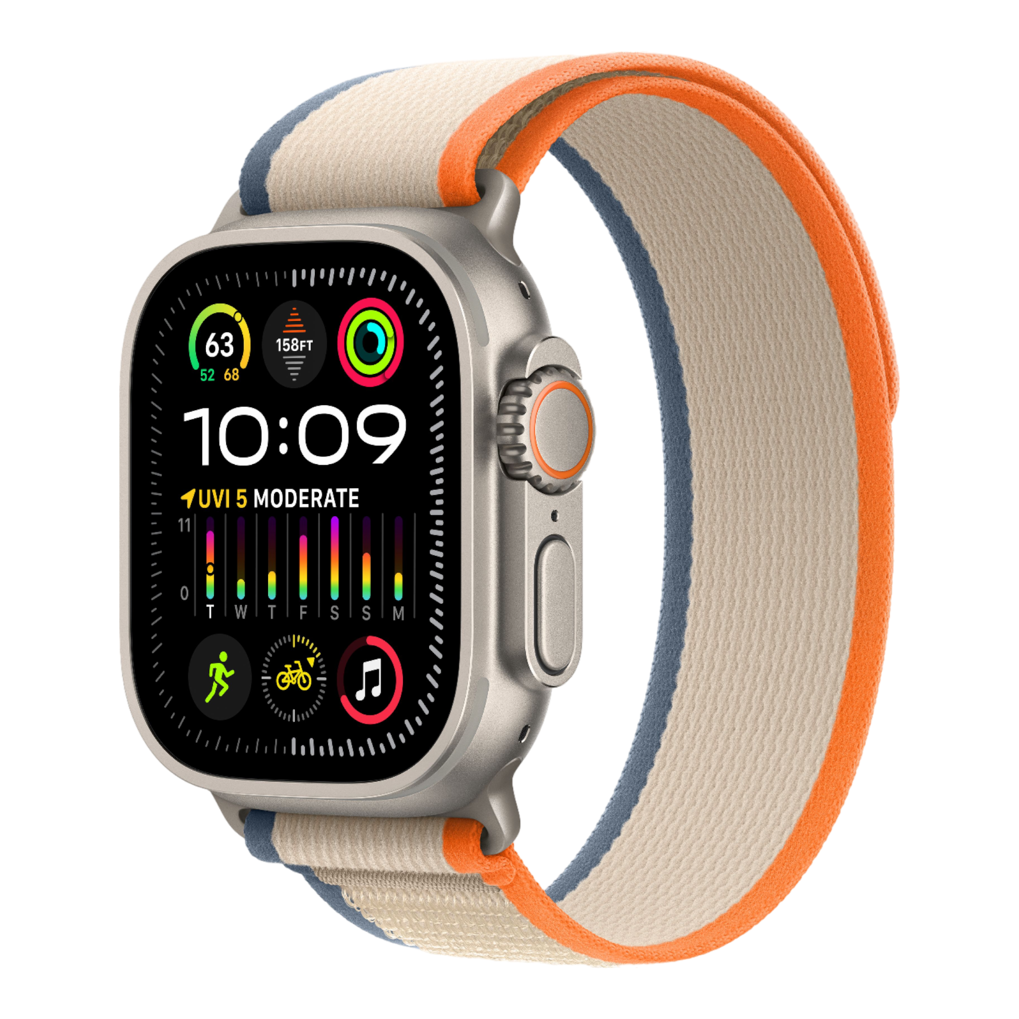Apple Watch Ultra 2 GPS + Cellular, 49mm Titanium Case with Orange/Beige Trail Loop - S/M - alAsil